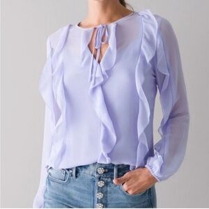White House Black Market Lavender Ruffle Blouse. Women’s size Small. NWT.